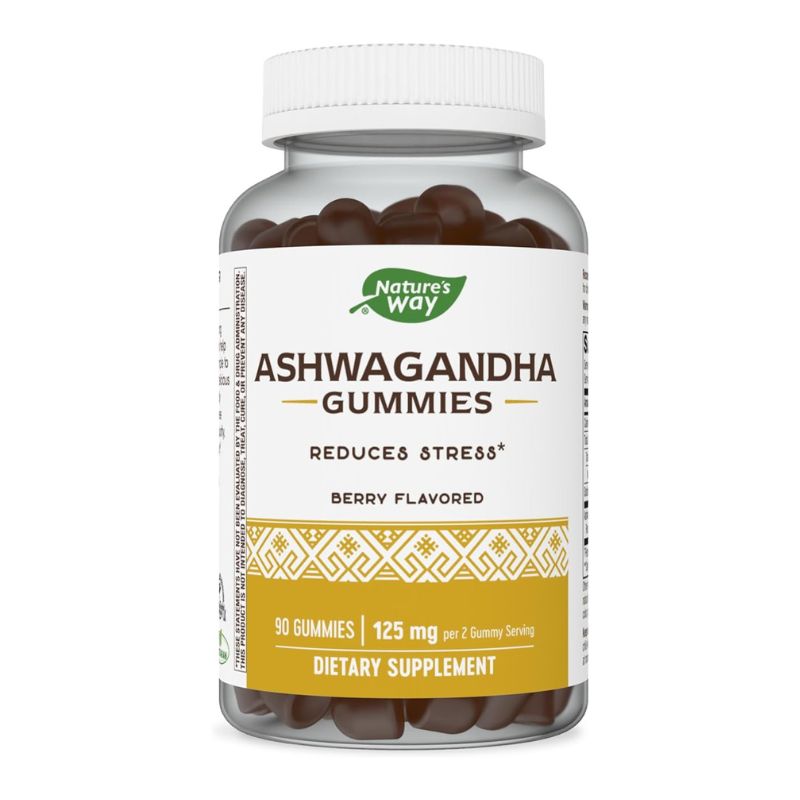 Natures Way Ashwagandha Stress Reducing Gummies with Adaptogenic Herb Berry Flavored 125 mg 90 Gummies 1