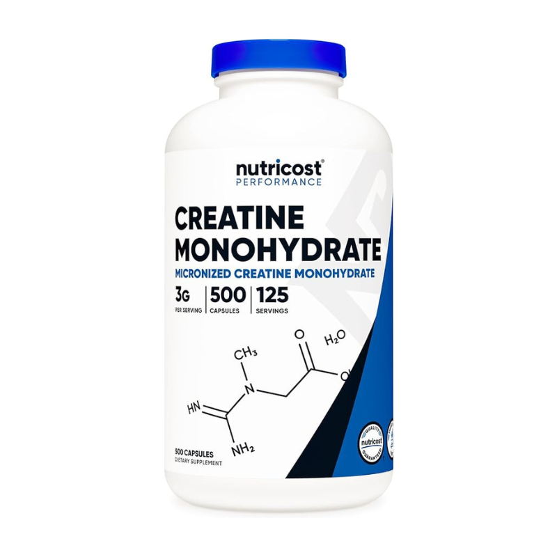 Nutricost Micronized Creatine Monohydrate 3000mg 500 Capsules 125 Servings 750mg of Creatine Monohydrate Per Capsule