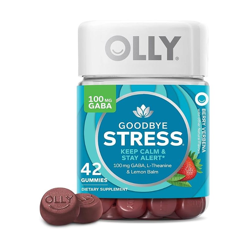 OLLY Goodbye Stress Gummy GABA L Theanine Lemon Balm Stress Relief Supplement Berry 42 Count 1