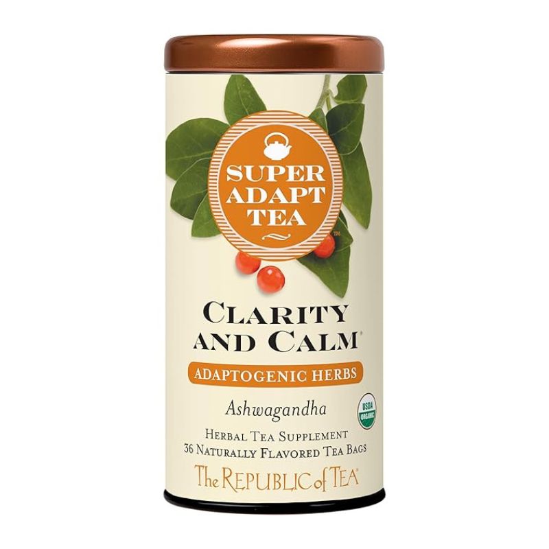 The Republic of Tea Clarity and Calm SuperAdapt Herbal Tea 36 Tea Bags Organic Caffeine Free Ashwagandha 1